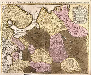 Map of the Great Principality of Moscow (Russia) (etching, 1730)