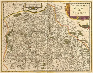 Map of the Ile de France (France) (etching, 1671) Map of the Ile de France (France) (etching, 1671)