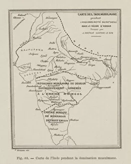 Map of India during the reign of the Mughal Emperor Akbar, 16th Century (engraving)