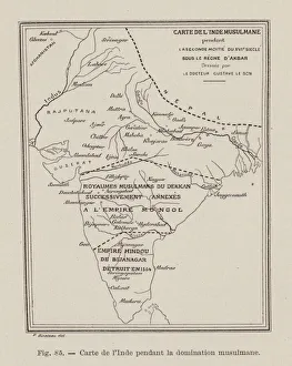 Map of India during the reign of the Mughal Emperor Akbar, 16th Century (engraving) Map of India during the reign of the Mughal Emperor Akbar, 16th Century (engraving)
