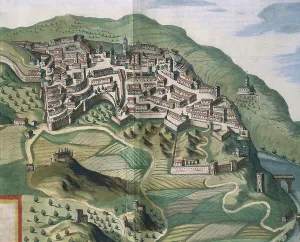 Map of Narni, from Theatrum civitatum et admirandorum Italiae by Joan Blaeu, engraving Map of Narni, from Theatrum civitatum et admirandorum Italiae by Joan Blaeu, engraving