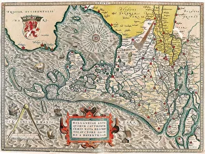 Map of the Netherlands with the cities of Amsterdam and Haarlem, 1570 (engraving) Map of the Netherlands with the cities of Amsterdam and Haarlem, 1570 (engraving)