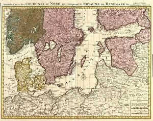 Map of the northern kingdoms (Denmark, Sweden, Norway and Finland) (etching, 1730)