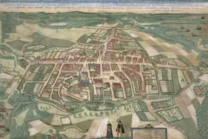 Map of Odense, from Civitates Orbis Terrarum by Georg Braun (1541-1622 Map of Odense, from Civitates Orbis Terrarum by Georg Braun (1541-1622