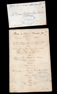 Map presenting a dinner menu under the Commune on Thursday, November 17, 1870. Paris Map presenting a dinner menu under the Commune on Thursday, November 17, 1870. Paris
