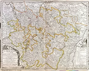 Map of the province of Lorraine (France) (Engraving, 1717)