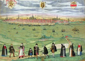 Map of Rostock, from Civitates Orbis Terrarum by Georg Braun (1541-1622 Map of Rostock, from Civitates Orbis Terrarum by Georg Braun (1541-1622