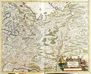 Map of Russia, around Moscow city (etching, 1671) Map of Russia, around Moscow city (etching, 1671)