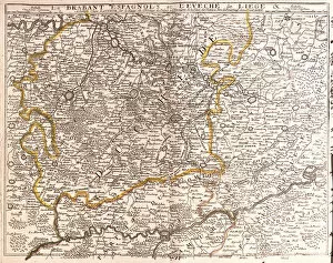 Map of Spanish Brabant (Flemish and Walloon Brabant) and the diocese of Liege (Belgium