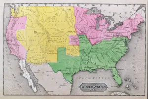 Map of the United States in 1861, from Our Whole Country: The Past and Present Map of the United States in 1861, from Our Whole Country: The Past and Present