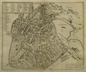 Map of Vicenza, illustration from Civitates Orbis Terrarum, c.1580 (engraving) Map of Vicenza, illustration from Civitates Orbis Terrarum, c.1580 (engraving)