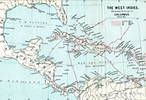 Mapmaking Gallery: Map of the West Indies illustrating the voyages of Christopher Columbus