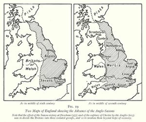 Two Maps of England showing the Advance of the Anglo-Saxons (litho)