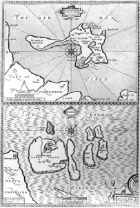 Maps of Holy Island and Farne Island, Northumberland, from The Theatre of the Maps of Holy Island and Farne Island, Northumberland, from The Theatre of the