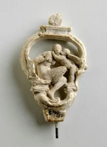 Maquette for a Key Bow with a Cupid Whispering to a Seated Girl Maquette for a Key Bow with a Cupid Whispering to a Seated Girl
