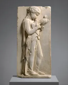 Marble Grave stele of a little girl, c.450-440 BC (marble) Marble Grave stele of a little girl, c.450-440 BC (marble)
