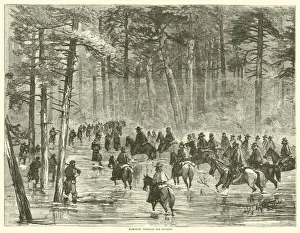 Marching through the swamps, January 1865 (engraving) Marching through the swamps, January 1865 (engraving)