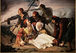 Dipinto A Olio Gallery: Marco Botzaris Death, c.1841 (oil on canvas)
