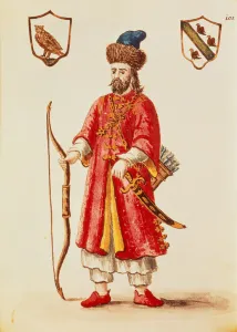 Marco Polo, dressed in Tartar costume, from Venetian Costumes (w/c on paper) Marco Polo, dressed in Tartar costume, from Venetian Costumes (w/c on paper)