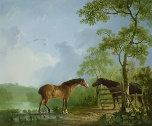 Mare and Stallion in a Landscape (oil on canvas) Mare and Stallion in a Landscape (oil on canvas)