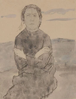 Marie Hamonet with Arms Crossed, 1918-19 (Charcoal and wash)