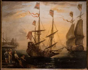 Marina and two sailing ships, 1840 (oil on canvas) Marina and two sailing ships, 1840 (oil on canvas)