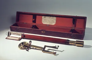 Marine barometer with wall support and gimbals, in wooden case with instructions, c Marine barometer with wall support and gimbals, in wooden case with instructions, c