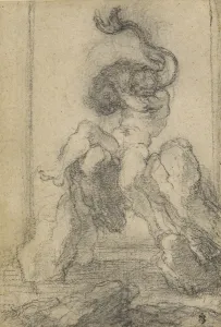 A Marine God with a Dolphin, 1652-3 (black chalk) A Marine God with a Dolphin, 1652-3 (black chalk)