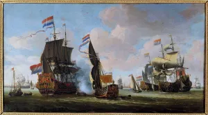 Marine: scene of naval battle Painting by Abraham Storck (1635-1710) 17th century Angers Marine: scene of naval battle Painting by Abraham Storck (1635-1710) 17th century Angers