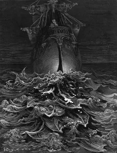 The Mariner gazes on the ocean and laments his survival while all his fellow sailors have The Mariner gazes on the ocean and laments his survival while all his fellow sailors have