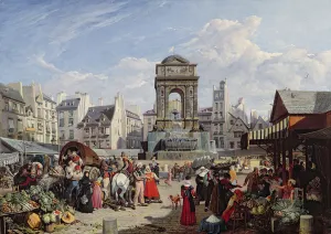 The Market and Fountain of the Innocents, Paris, 1823 (oil on canvas) The Market and Fountain of the Innocents, Paris, 1823 (oil on canvas)