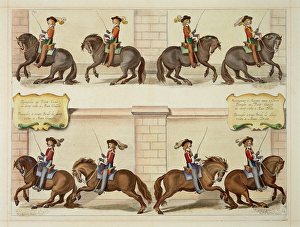 The Marquis of Newcastle on Horseback Demonstrating Dressage Steps The Marquis of Newcastle on Horseback Demonstrating Dressage Steps
