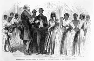 Marriage of a Coloured Soldier at Vicksburg by Chaplain Warren of the Freedmen' Marriage of a Coloured Soldier at Vicksburg by Chaplain Warren of the Freedmen'