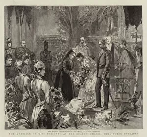 Wellington Barracks Gallery: The Marriage of Miss Ponsonby at the Guards Chapel, Wellington Barracks (engraving)