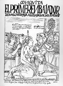 Martin de Ayala greets Francisco Pizarro and Diego de Almagro (woodcut) Martin de Ayala greets Francisco Pizarro and Diego de Almagro (woodcut)