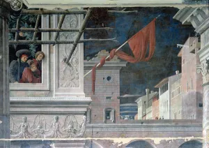 The Martyrdom of St. Christopher, detail of the buildings, c.1450-56 (fresco) The Martyrdom of St. Christopher, detail of the buildings, c.1450-56 (fresco)