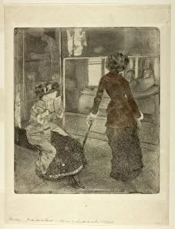 Degas Gallery: Mary Cassatt at the Louvre: The Etruscan Gallery, 1879-80 (soft ground etching, drypoint