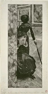 Degas Gallery: Mary Cassatt in the Paintings Gallery at the Louvre, 1879-80 (etching