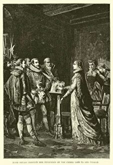 Mary Stuart protests her innocence of the crimes laid to her charge (engraving)