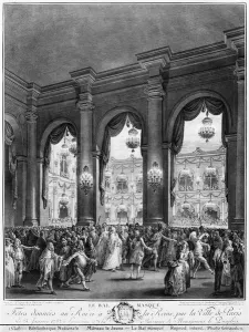 The masked ball, 23rd January 1782 (engraving) (b/w photo) The masked ball, 23rd January 1782 (engraving) (b/w photo)