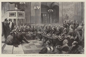 The Masonic Celebration of the Bicentenary of St Paul's Cathedral, the Bishop of London preaching the Sermon (litho)