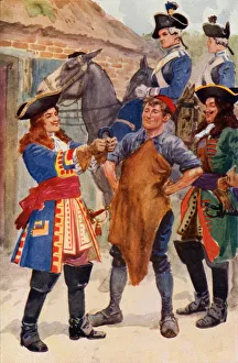 Maurice de Saxe with a farrier (colour litho) Maurice de Saxe with a farrier (colour litho)