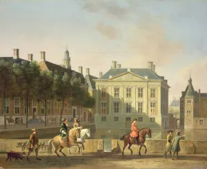 The Mauritshuis from the Langevijverburg, the Hague, with hawking party in the foreground The Mauritshuis from the Langevijverburg, the Hague, with hawking party in the foreground