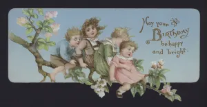 May your Birthday be happy and bright - children holding desperately to branch May your Birthday be happy and bright - children holding desperately to branch