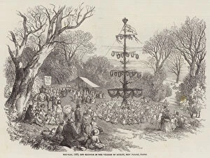 Hants Gallery: May-Day, 1852, and Maypole in the Village of Burley, New Forest, Hants (engraving)