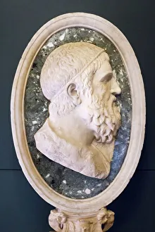 Medallion Gallery: Medallion with a bas relief bust of Archimedes or Sophocles (marble)