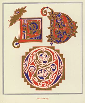 Charles Henry (after) Bennett Gallery: Mediaeval Alphabets and Initials: 10th Century (colour photo)