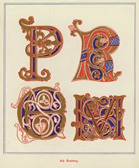 Mediaeval Alphabets and Initials: 9th Century (colour photo)