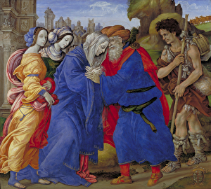 The Meeting of Joachim and Anne outside the Golden Gate of Jerusalem, 1497 (tempera The Meeting of Joachim and Anne outside the Golden Gate of Jerusalem, 1497 (tempera