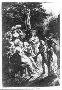 Meeting with Madame de Stael (1766-1817) (engraving) (b/w photo) Meeting with Madame de Stael (1766-1817) (engraving) (b/w photo)